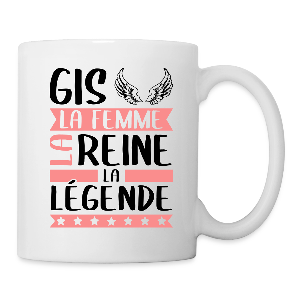 Mug blanc Gisèle rébus – La femme, la reine, la légende - blanc