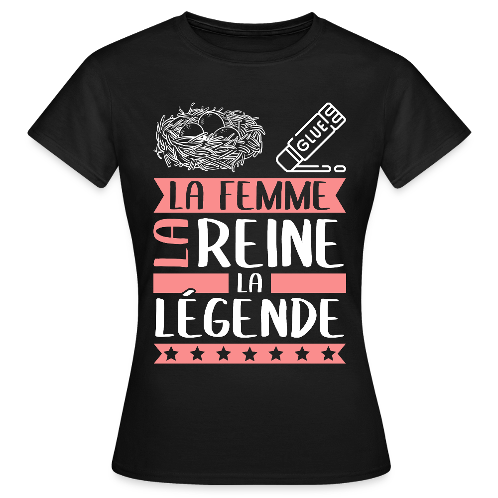 T-shirt femme Nicole rébus – La femme, la reine, la légende - noir