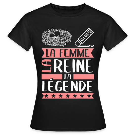 T-shirt femme Nicole rébus – La femme, la reine, la légende - noir