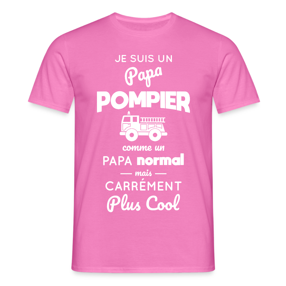 T-shirt Homme - Papa pompier plus cool - rose