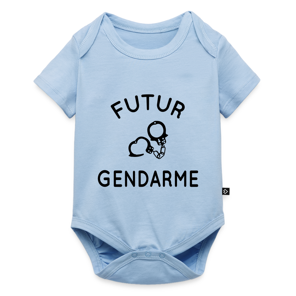 Body Bébé bio manches courtes - Futur gendarme - bleu clair