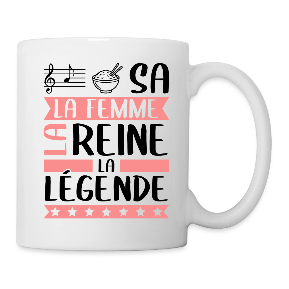 Mug blanc Larissa rébus – La femme, la reine, la légende - blanc