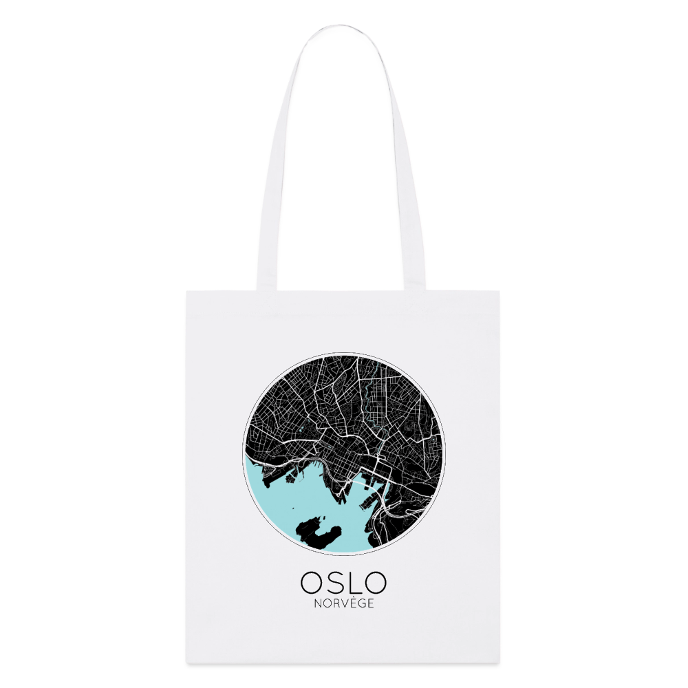 Tote Bag Oslo Bio Coloris Clair – Plan d'Oslo - blanc
