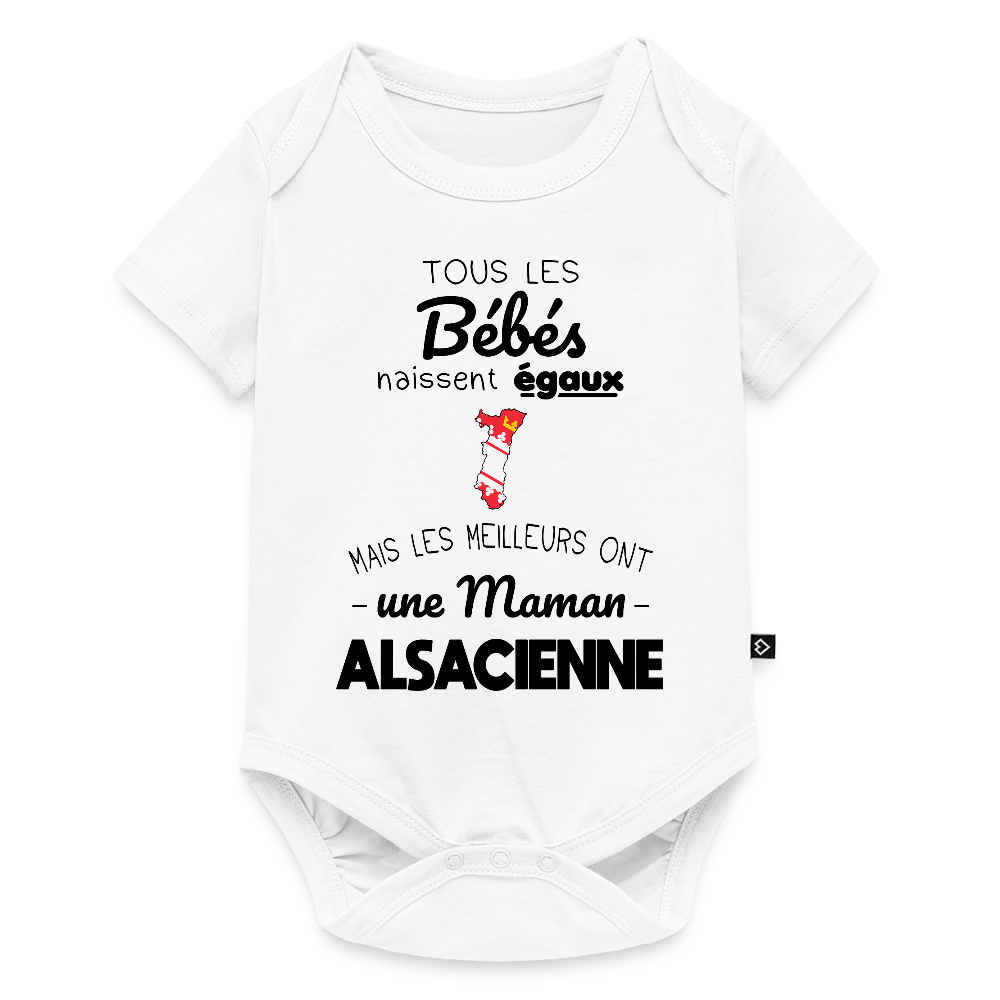 Body Bébé bio manches courtes - Les Meilleurs Ont Une Maman Alsacienne - blanc