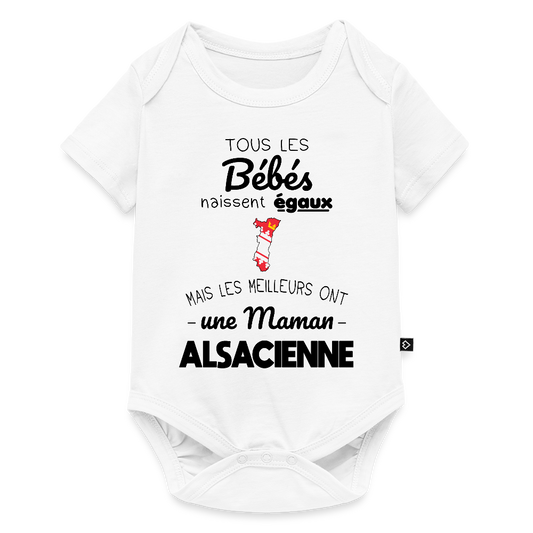 Body Bébé bio manches courtes - Les Meilleurs Ont Une Maman Alsacienne - blanc