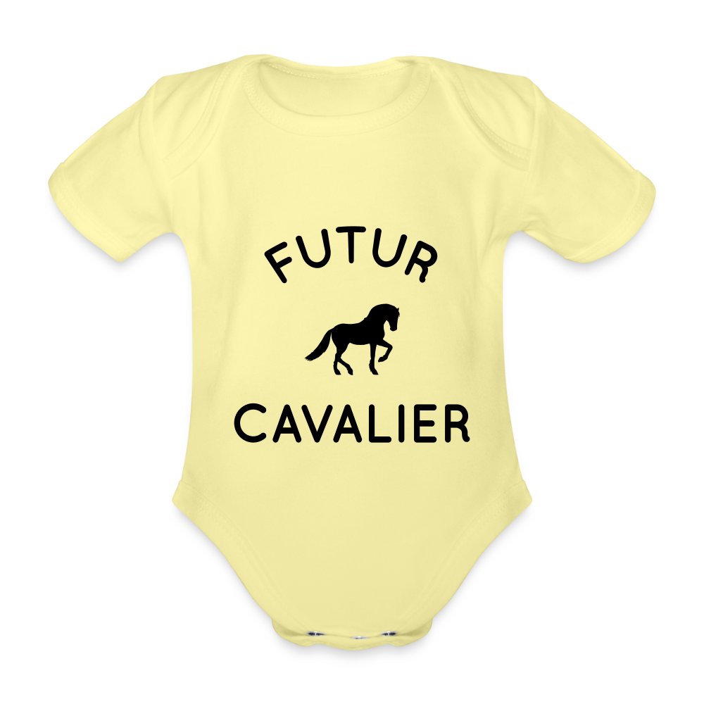 Body Bébé bio manches courtes - Futur cavalier - jaune délavé