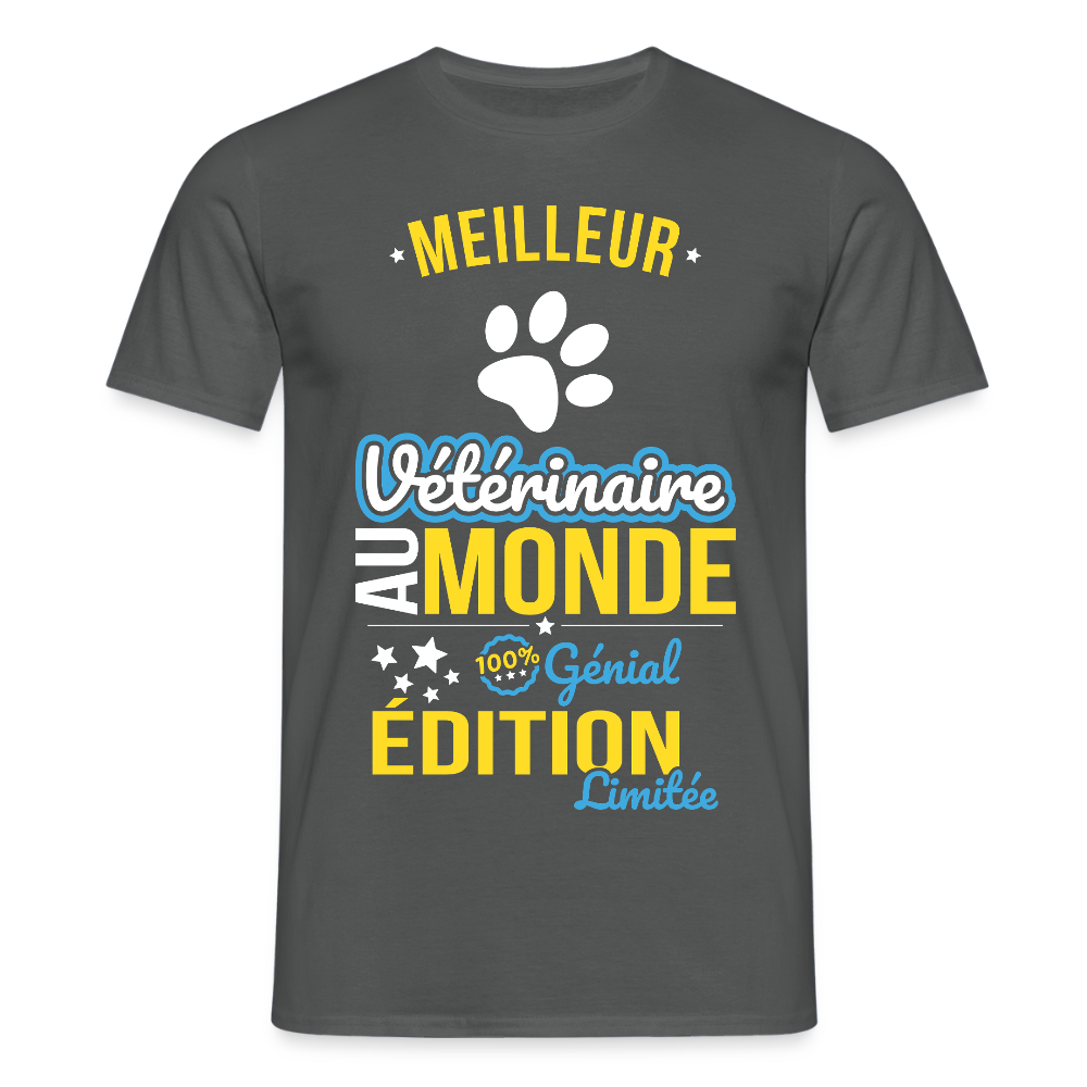 T-shirt Homme - Meilleur Vétérinaire au monde - 100% génial - charbon