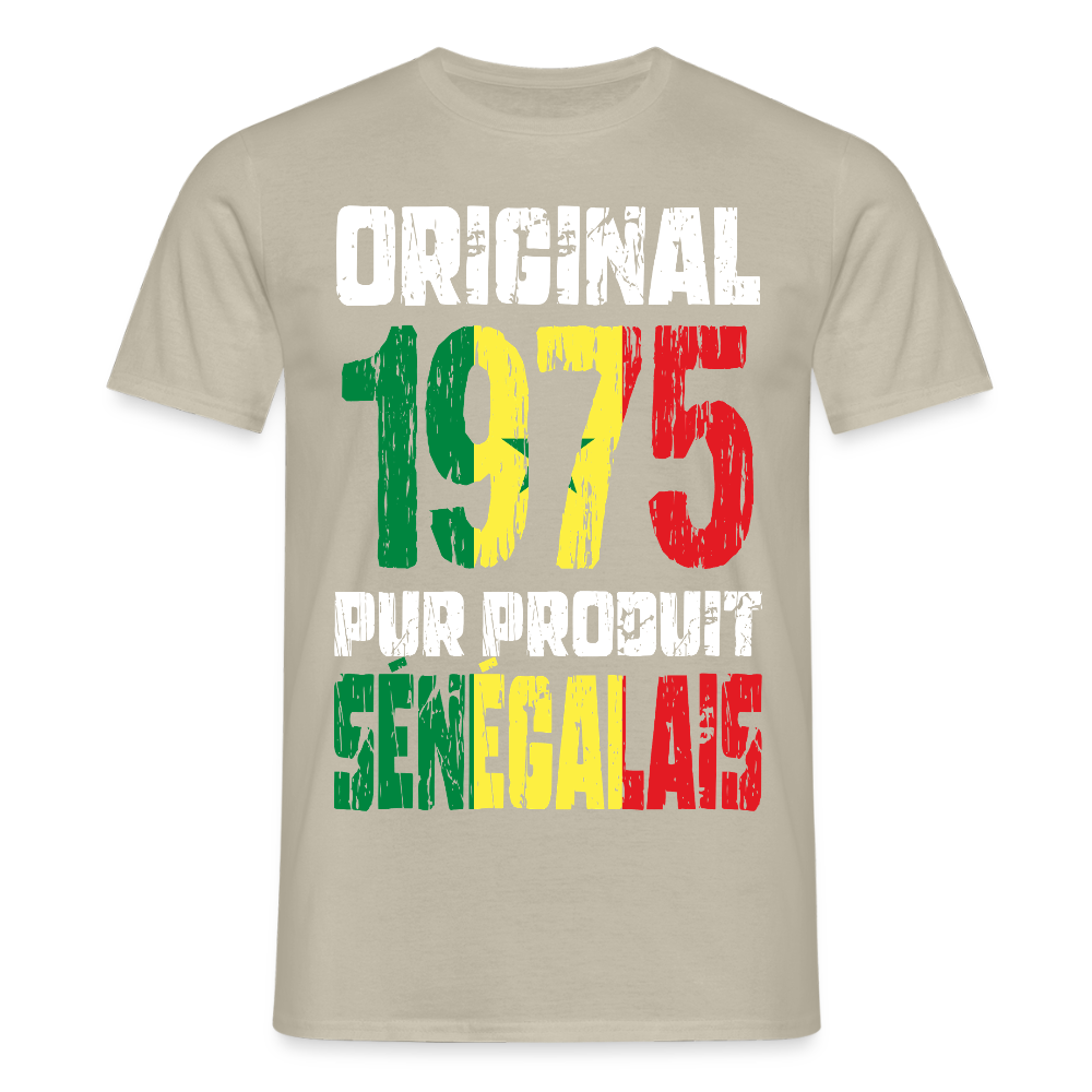 T-shirt Homme - Anniversaire 50 Ans - Original 1975 - Pur produit Sénégalais - beige sable