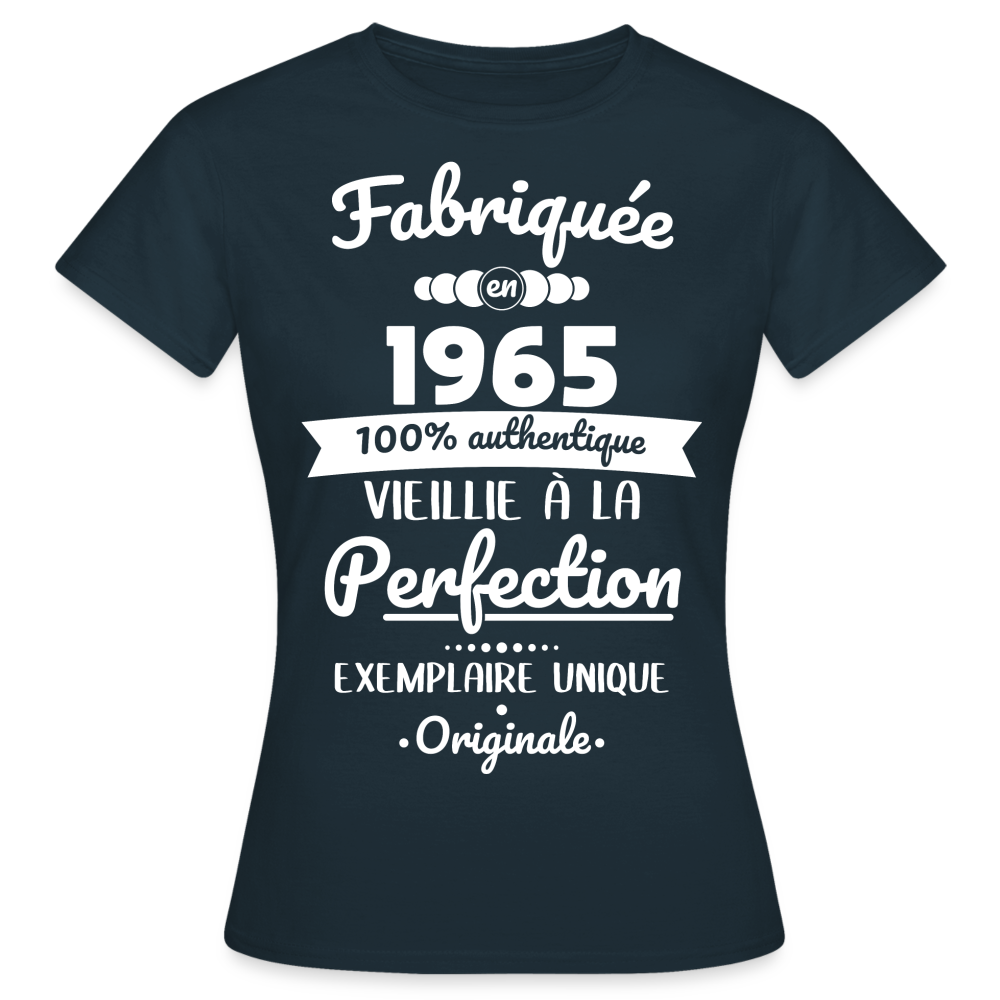 T-shirt Femme - Anniversaire 60 Ans - Fabriquée en 1965 - marine