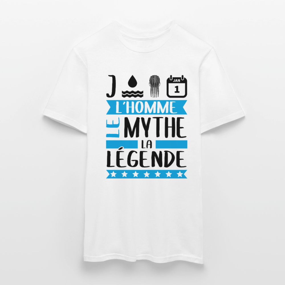 T-shirt homme coloris clair Jonathan en rébus – L’homme, le mythe, la légende - blanc