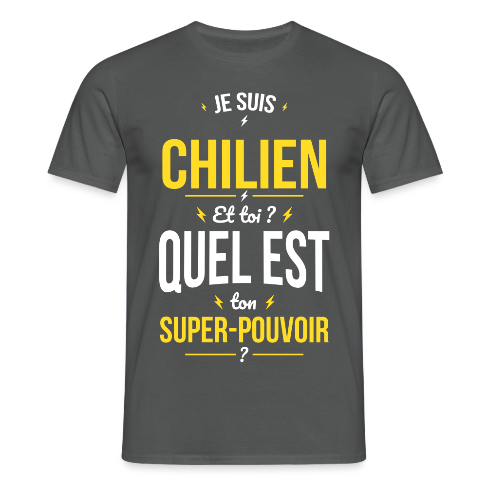 T-shirt Homme - Je suis Chilien - Super-pouvoir - charbon