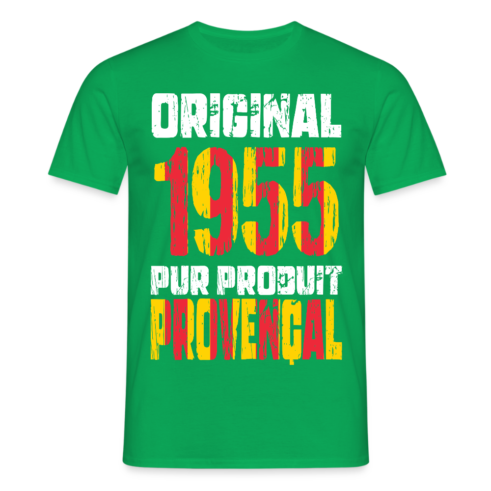 T-shirt Homme - Anniversaire 70 Ans - Original 1955 - Pur produit Provençal - vert