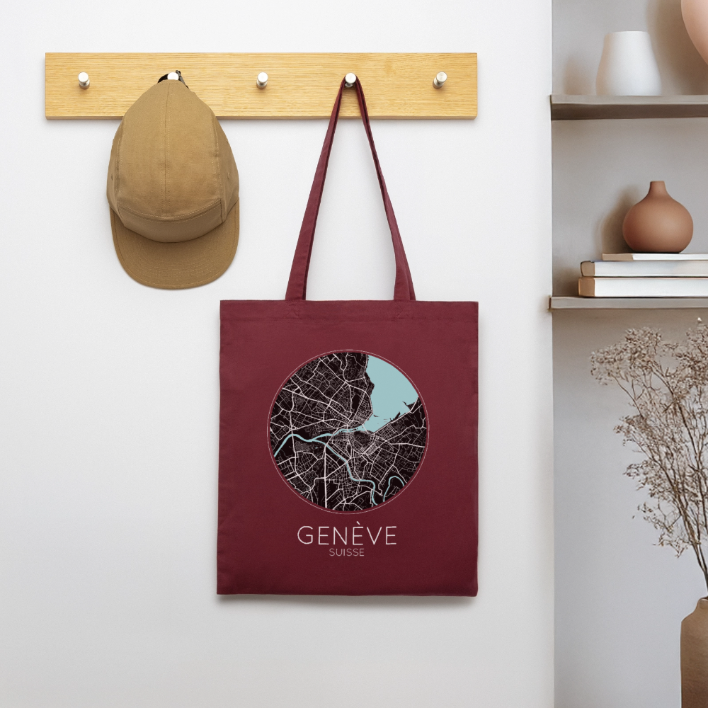 Tote Bag Genève Bio – Plan de Genève - bordeaux