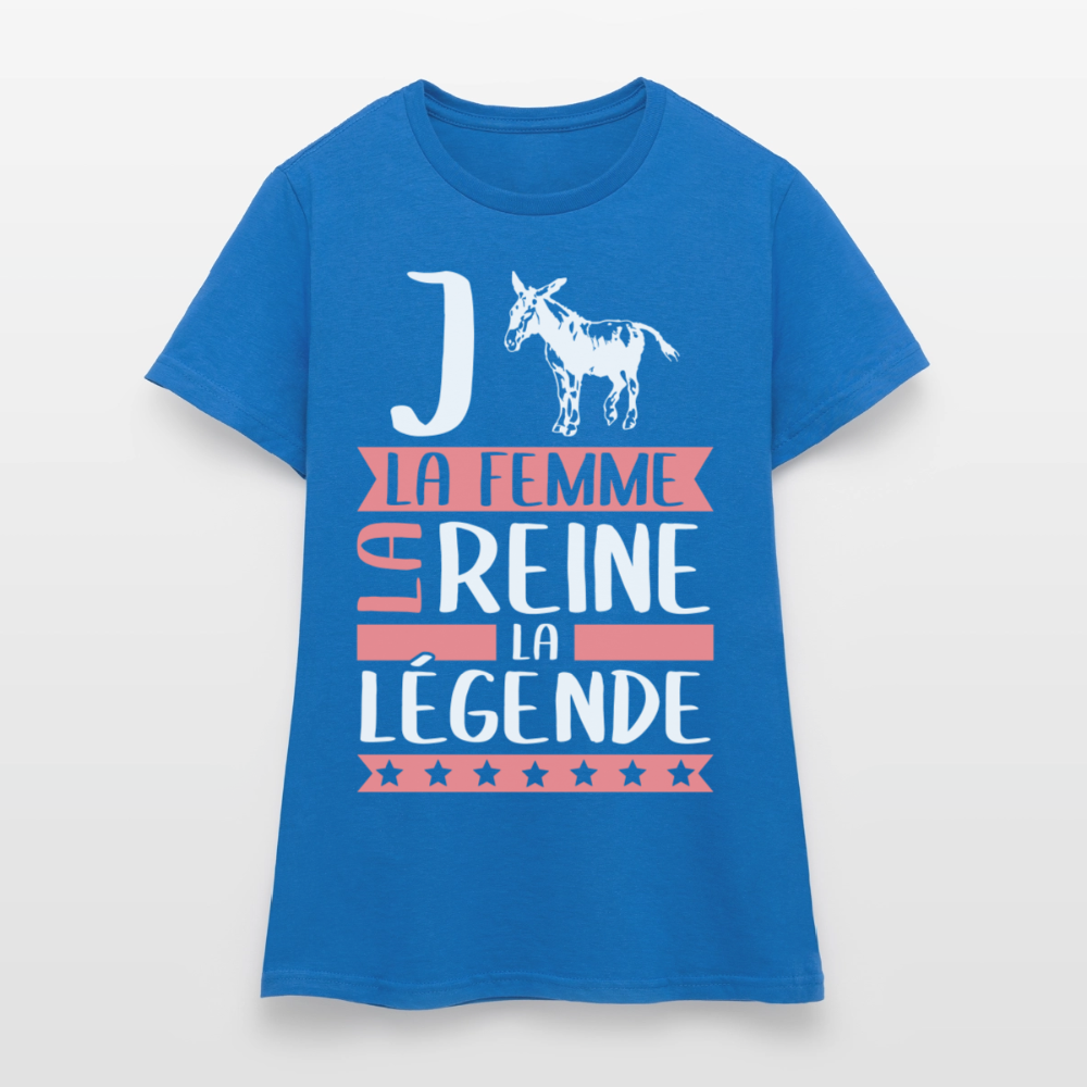 T-shirt femme Jeanne rébus – La femme, la reine, la légende - bleu royal