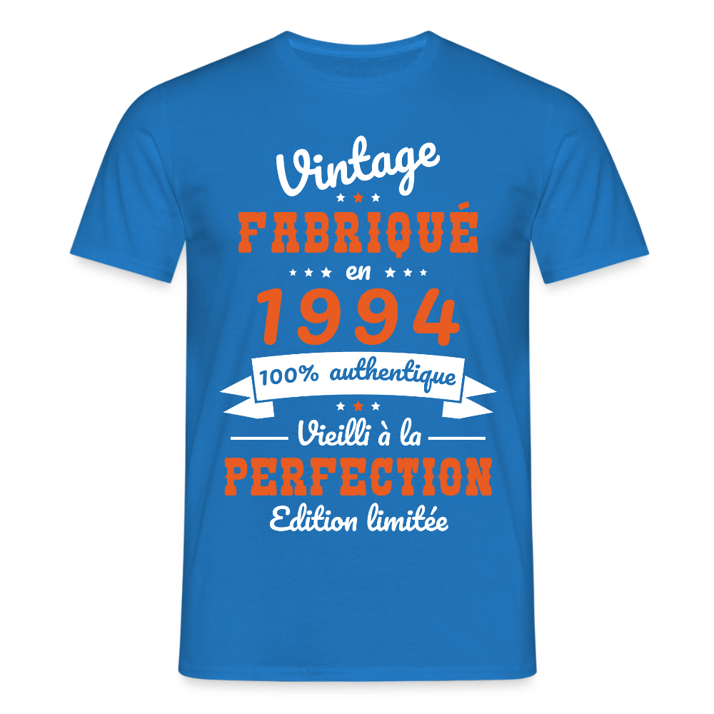 T-shirt Homme - Anniversaire 31 Ans - Vintage Fabriqué en 1994 - bleu royal
