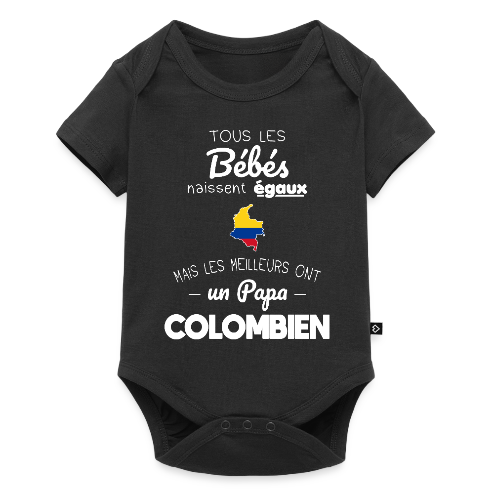 Body Bébé bio manches courtes - Les Meilleurs Ont Un Papa Colombien - noir