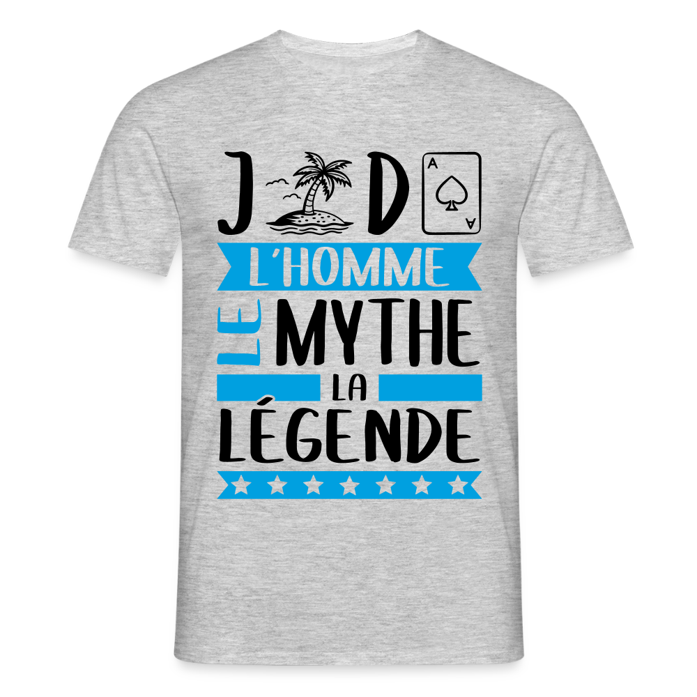 T-shirt homme coloris clair Gildas en rébus – L’homme, le mythe, la légende - gris chiné