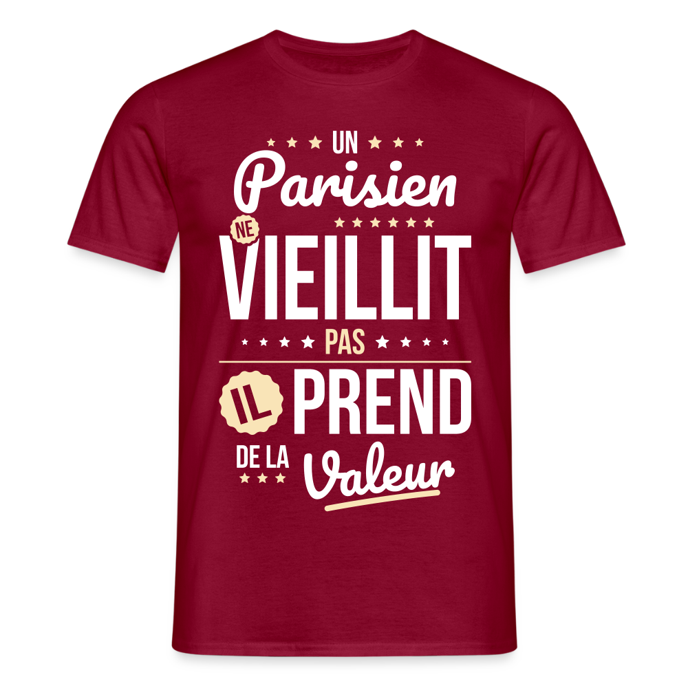 T-shirt Homme -  Un Parisien ne vieillit pas - rouge brique