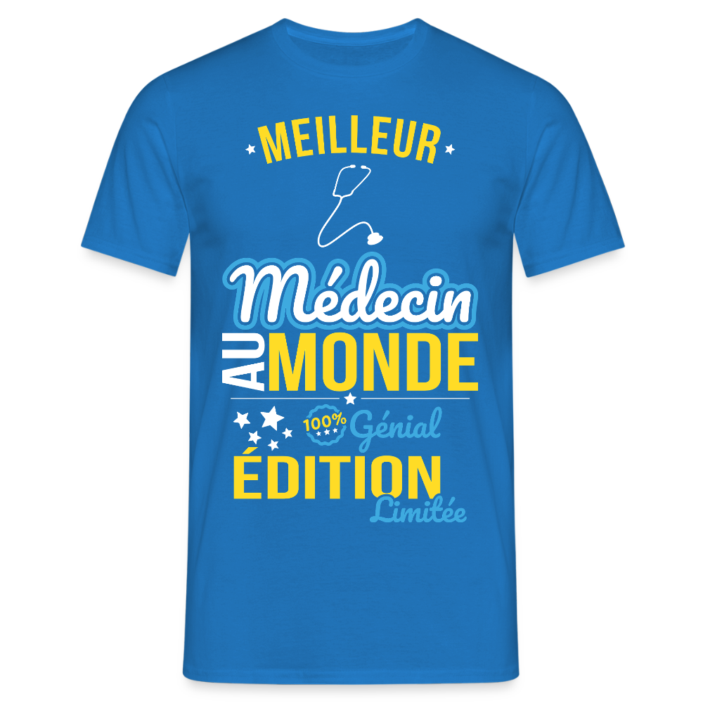 T-shirt Homme - Meilleur Médecin au monde - 100% génial - bleu royal