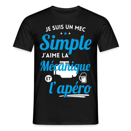 T-shirt Homme - J'aime la mécanique et l'apéro - noir