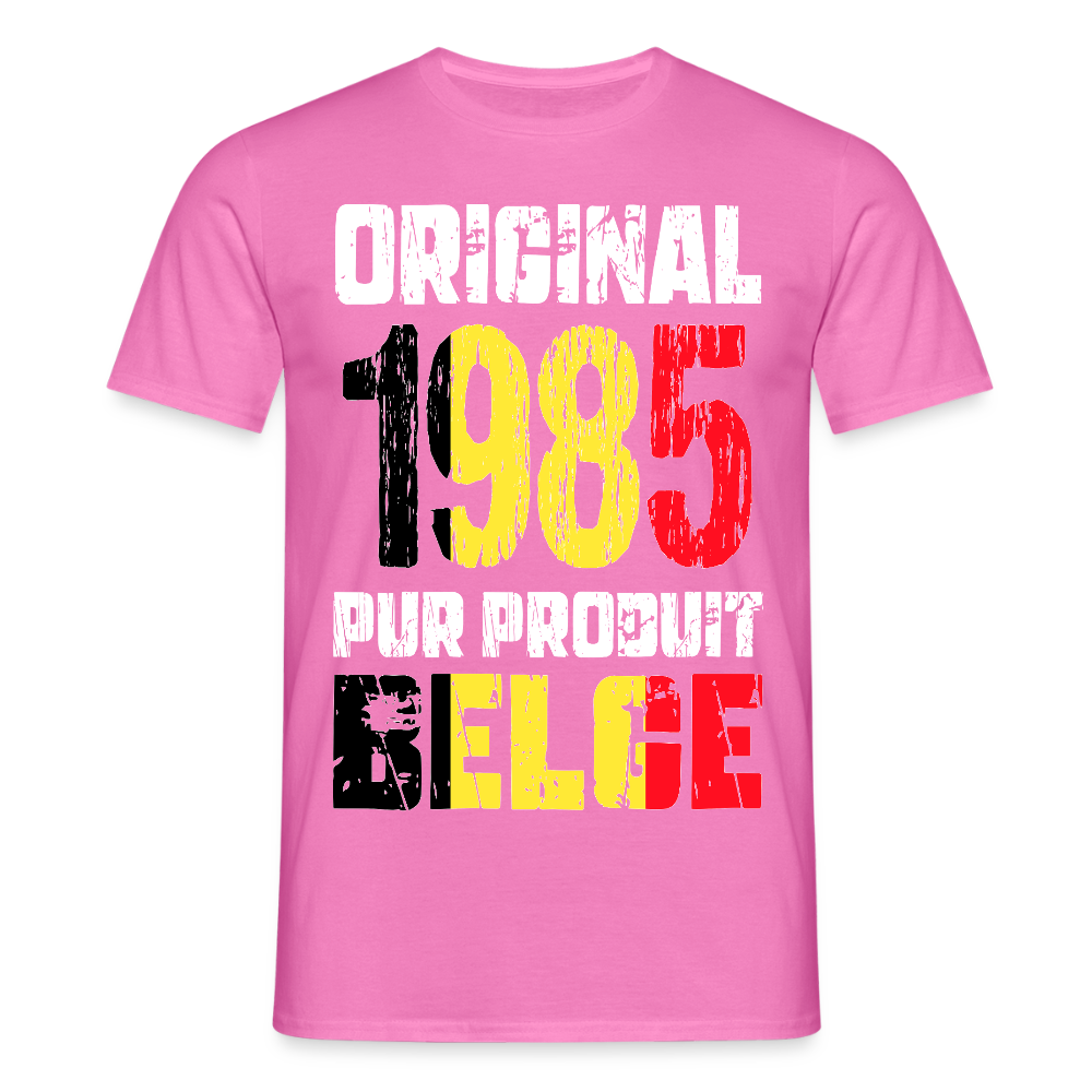 T-shirt Homme - Anniversaire 40 Ans - Original 1985 - Pur produit Belge - rose