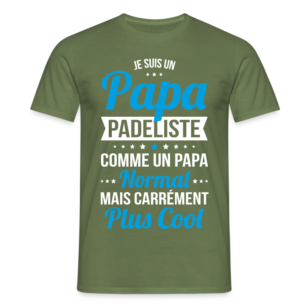 T-shirt Homme - Papa padeliste plus cool - vert militaire