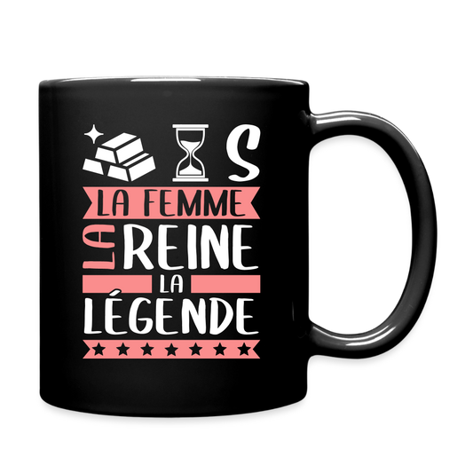 Mug uni Hortense rébus – La femme, la reine, la légende - noir