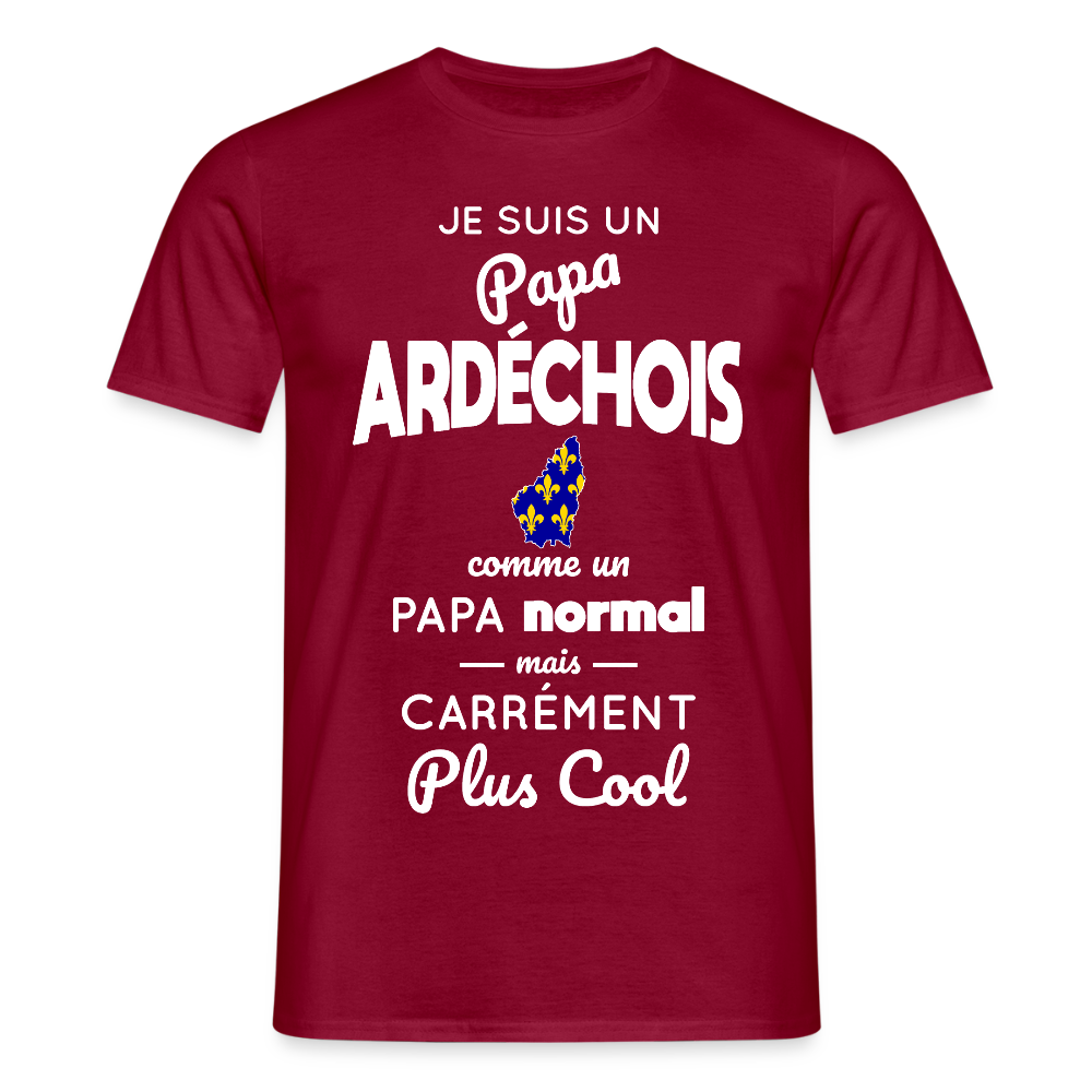 T-shirt Homme - Papa Ardéchois Plus Cool - rouge brique