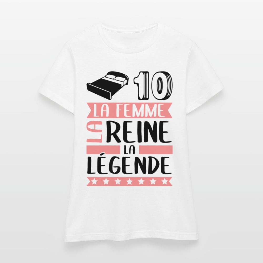 T-shirt femme coloris clair Lydie rébus – La femme, la reine, la légende - blanc