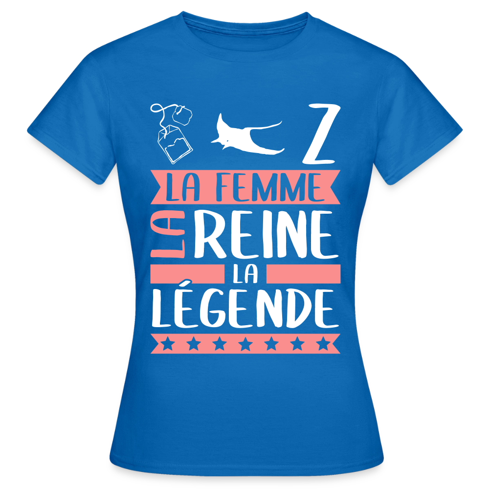 T-shirt femme Thérèse rébus – La femme, la reine, la légende - bleu royal