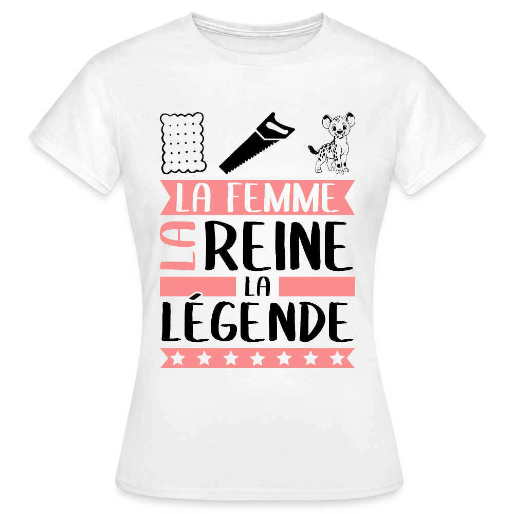 T-shirt femme coloris lair Lucienne rébus – La Femme, la reine, la légende - blanc