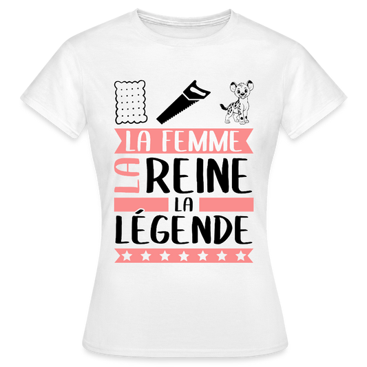T-shirt femme coloris lair Lucienne rébus – La Femme, la reine, la légende - blanc