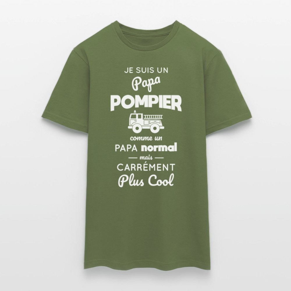 T-shirt Homme - Papa pompier plus cool - vert militaire