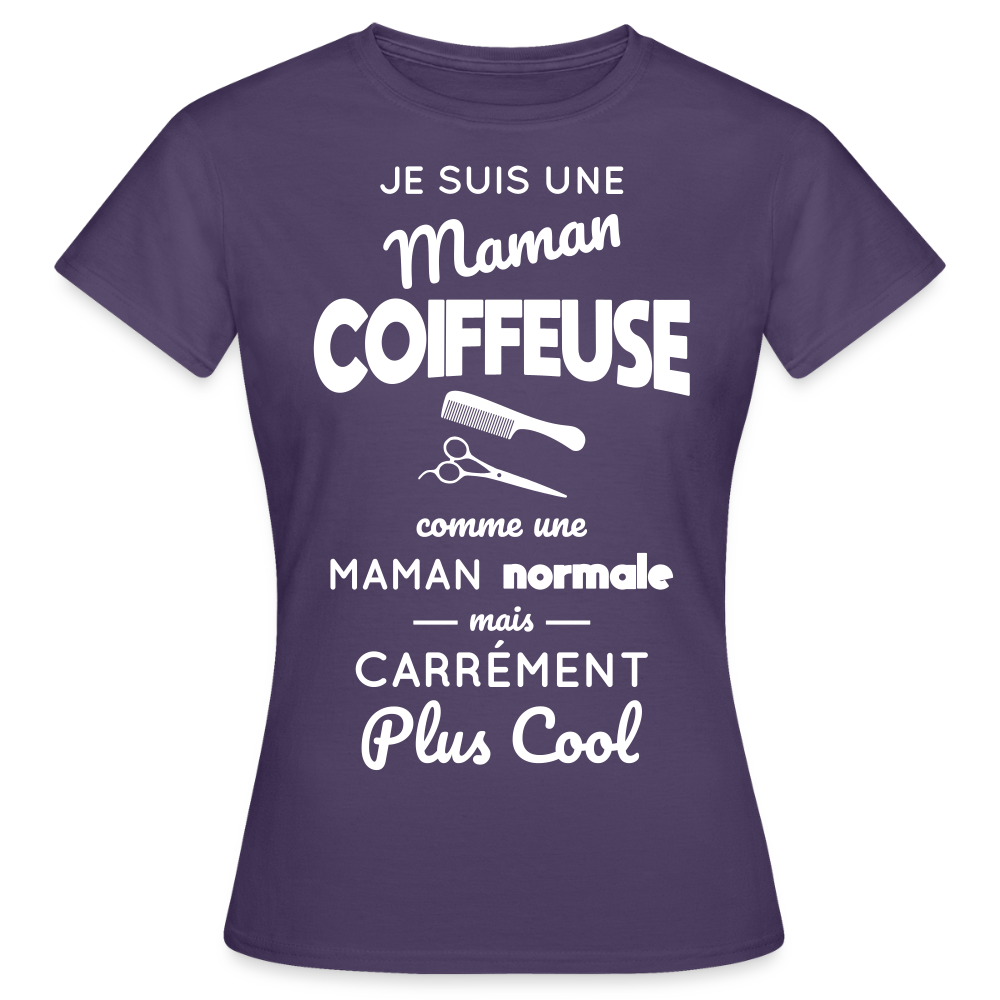 T-shirt Femme - Maman coiffeuse plus cool - violet foncé