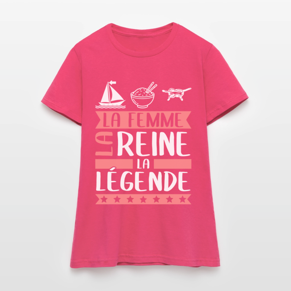 T-shirt femme Marine rébus – La femme, la reine, la légende - rose azalée