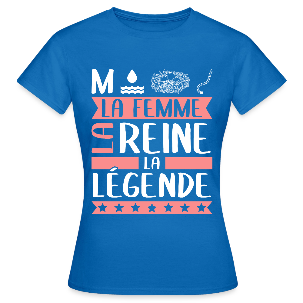 T-shirt femme Monique rébus – La femme, la reine, la légende - bleu royal