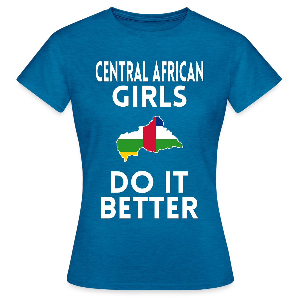 T-shirt femme - Central African Girls Do It Better - bleu saphir antique chiné