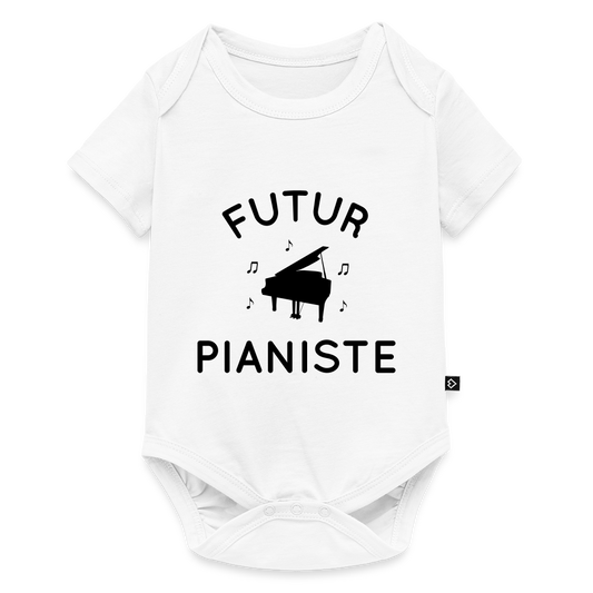 Body Bébé bio manches courtes - Futur pianiste - blanc