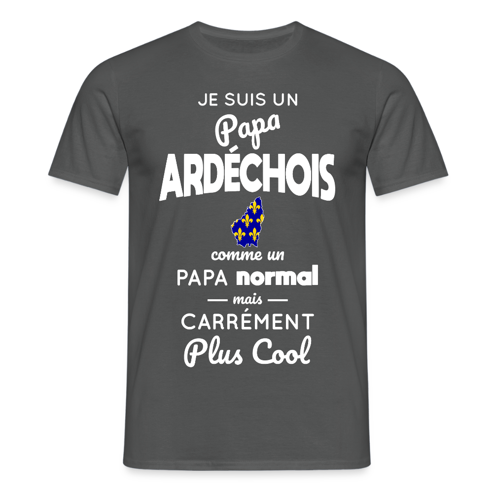 T-shirt Homme - Papa Ardéchois Plus Cool - charbon