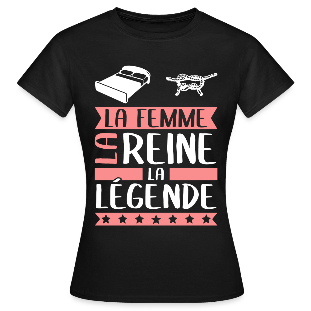T-shirt femme Line rébus – La femme, la reine, la légende - noir