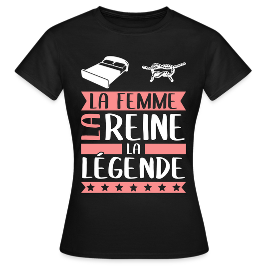 T-shirt femme Line rébus – La femme, la reine, la légende - noir