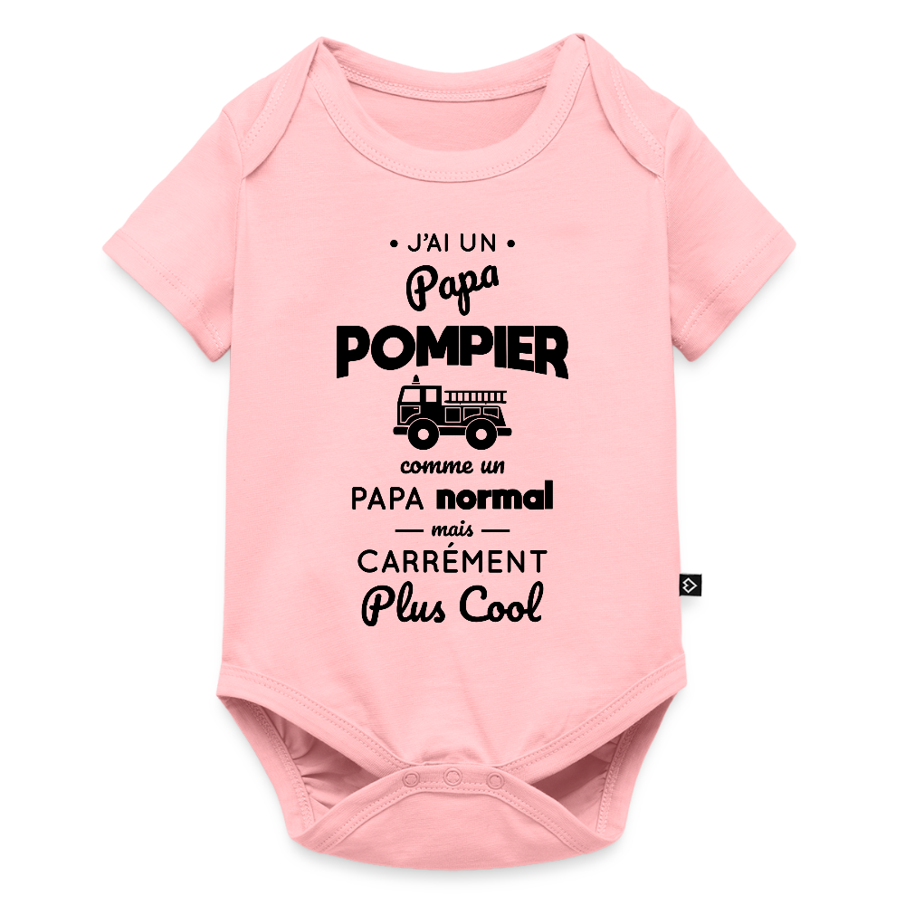 Body Bébé bio manches courtes - J'ai un papa pompier - rose
