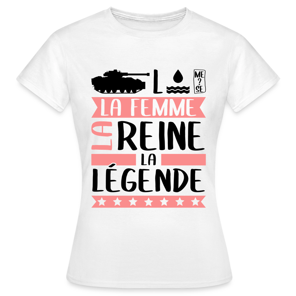 T-shirt femme coloris clair Charlotte en rébus – La femme, la reine, la légende - blanc