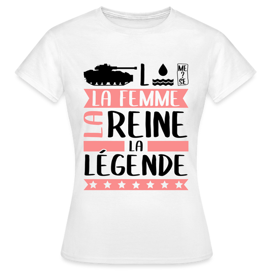 T-shirt femme coloris clair Charlotte en rébus – La femme, la reine, la légende - blanc