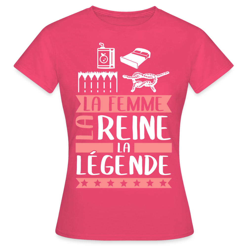 T-shirt femme Julienne rébus – La femme, la reine, la légende - rose azalée