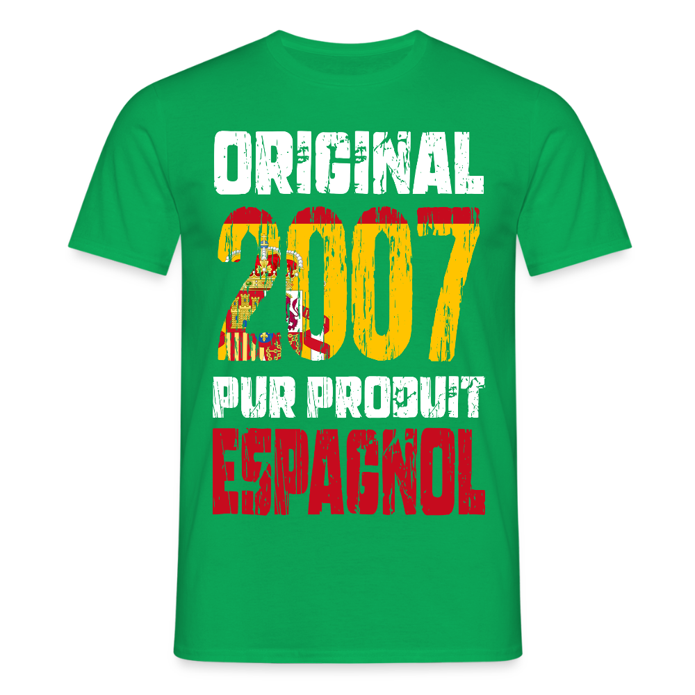 T-shirt Homme - Anniversaire 18 Ans - Original 2007 - Pur produit Espagnol - vert