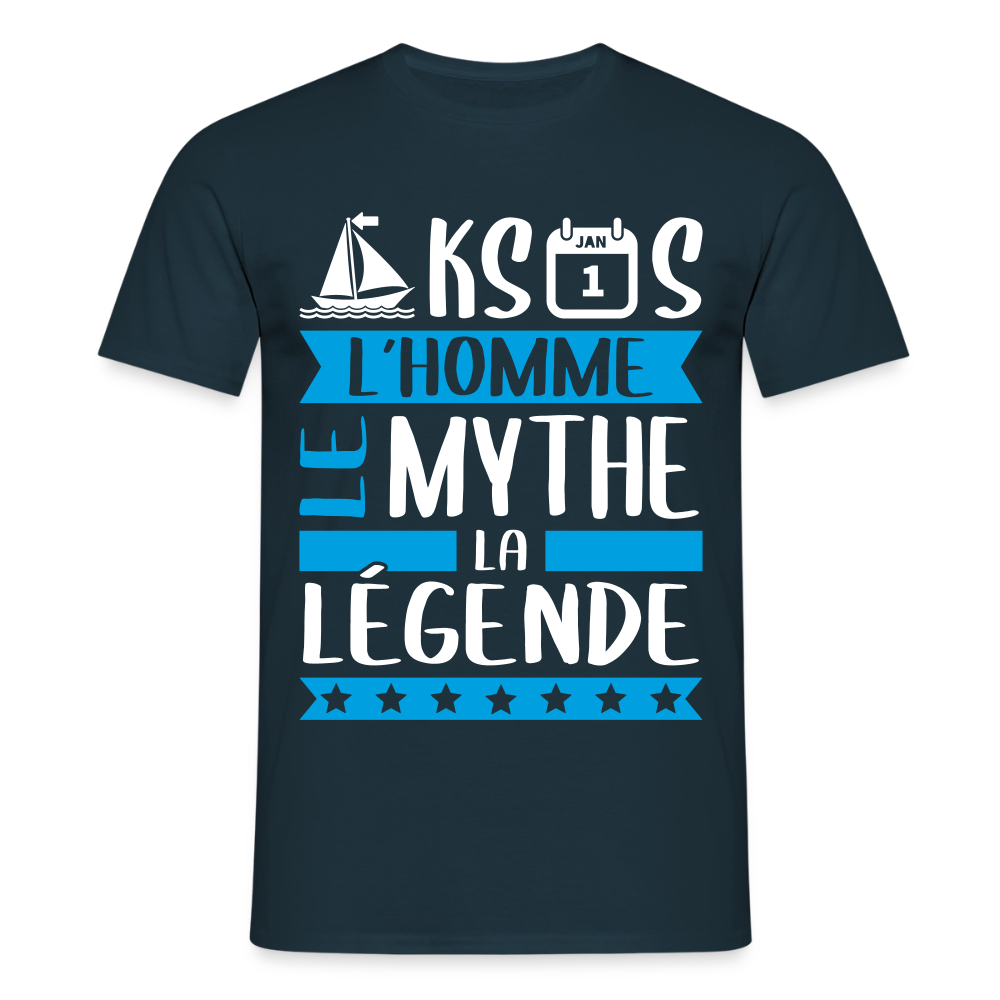 T-shirt homme Maxence rébus – L’homme, le mythe, la légende - marine