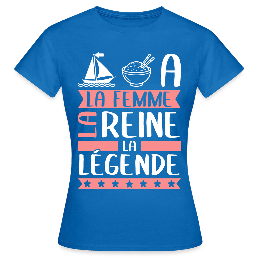 T-shirt femme Maria rébus – La femme, la reine, la légende - bleu royal