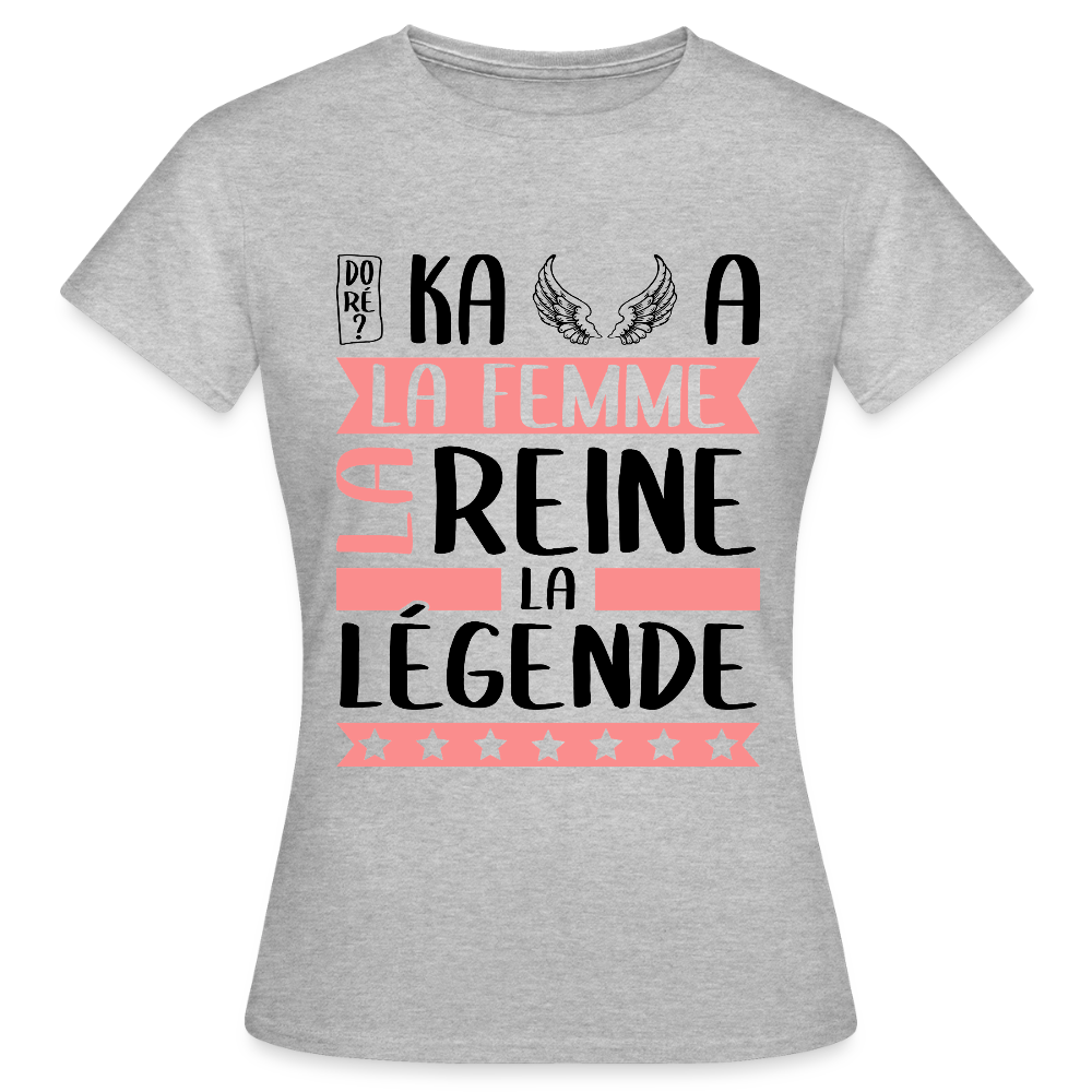 T-shirt femme coloris clair Michaëlla rébus – La femme, la reine, la légende - gris chiné