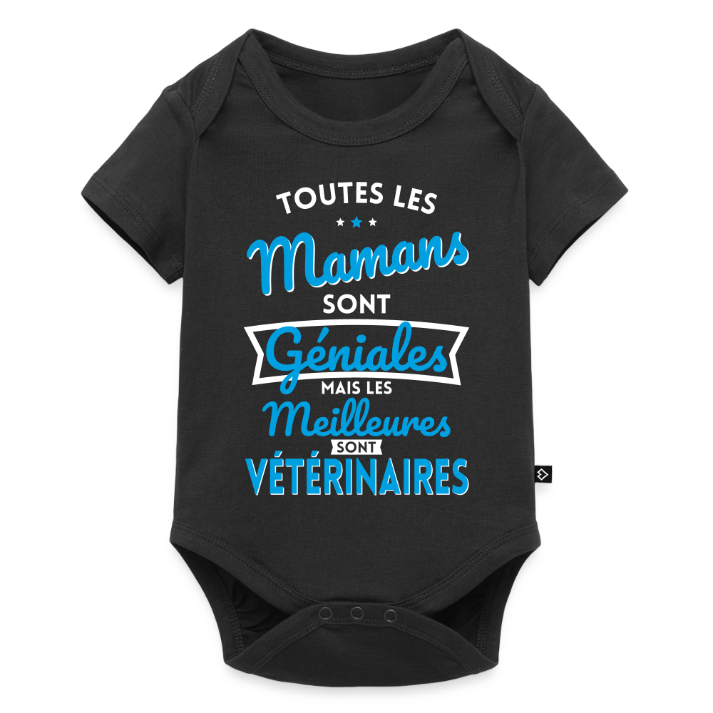 Body Bébé bio manches courtes - Mamans géniales - Les meilleures sont vétérinaires - noir